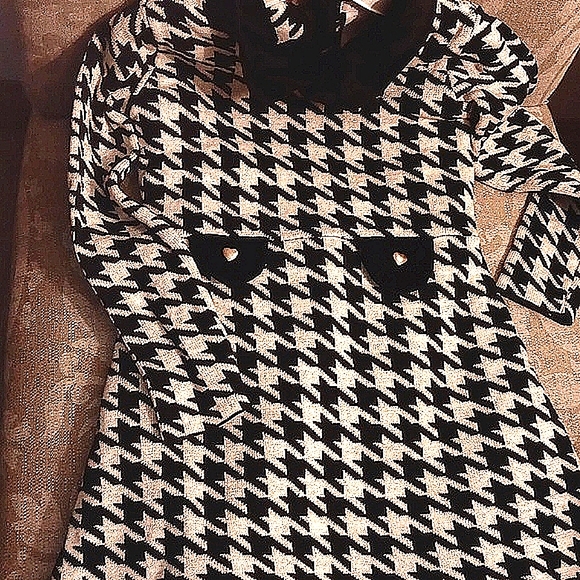 TAHARI BLACK N WHITE A LINE DRESS 5-6 - Picture 3 of 7